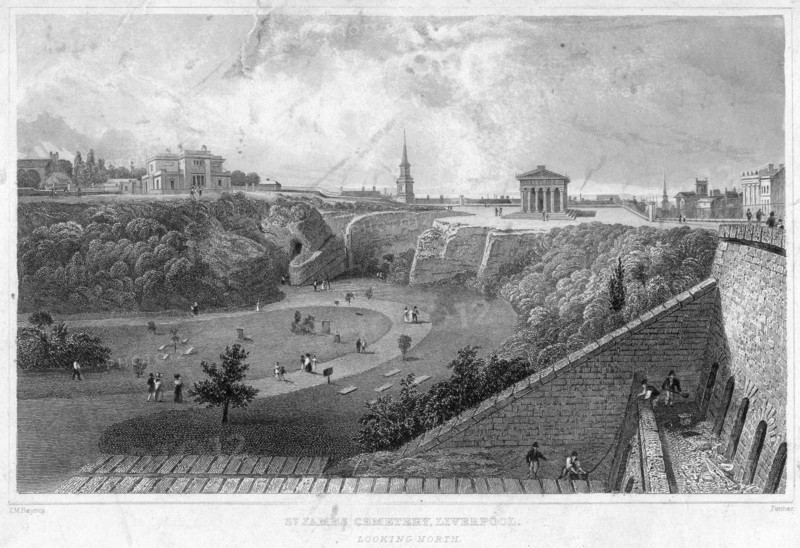 St James' Cemetery, Liverpool, looking north, 19th century.Artist: Thomas Mann Baynes