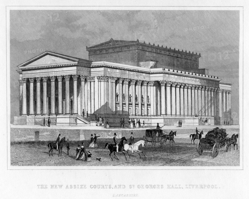 The New Assize Courts, and St George's Hall, Liverpool, Lancashire, 19th century.Artist: Thomas Tallis