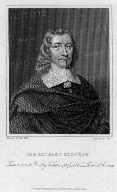 'Sir Richard Fanshaw', diplomat and author, 1823.Artist: Charles Pye