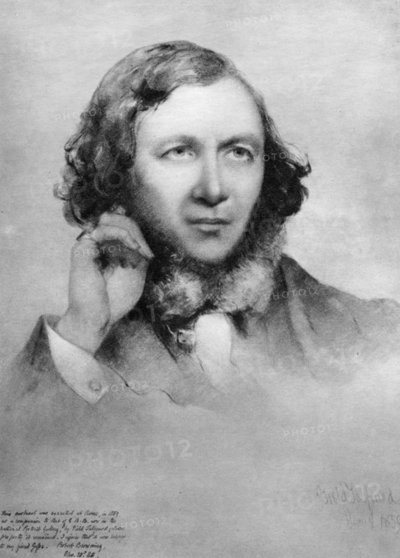 Robert Browning, British poet, 1859. Artist: Unknown