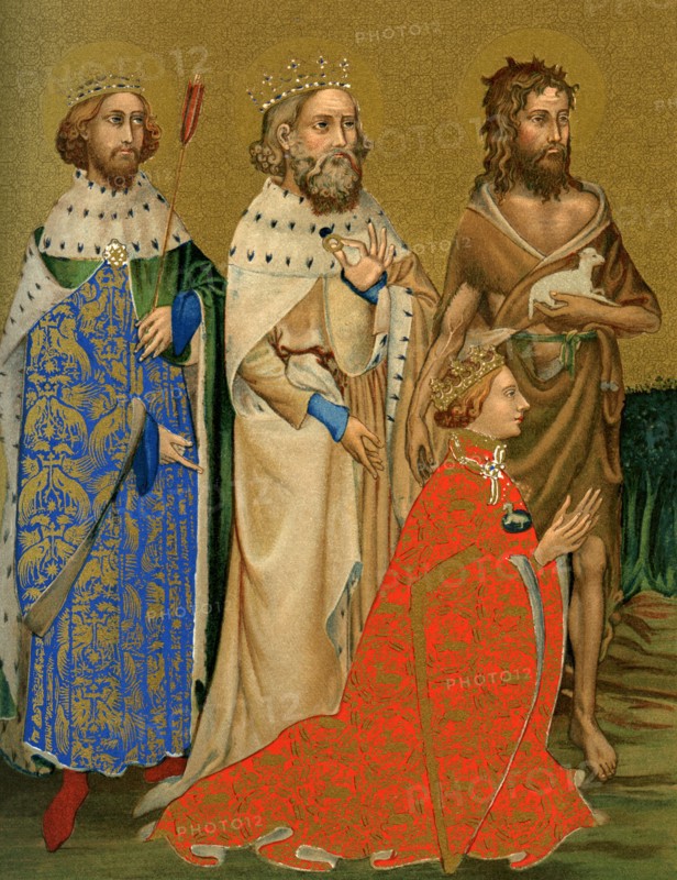 King Richard II of England and his patron saints, 14th century (1893). Artist: Unknown