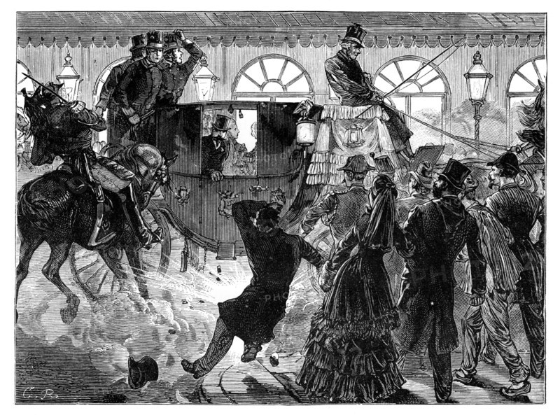 'Attempted Assassination of the Emperor of the French', 28 April 1855. Artist: Unknown