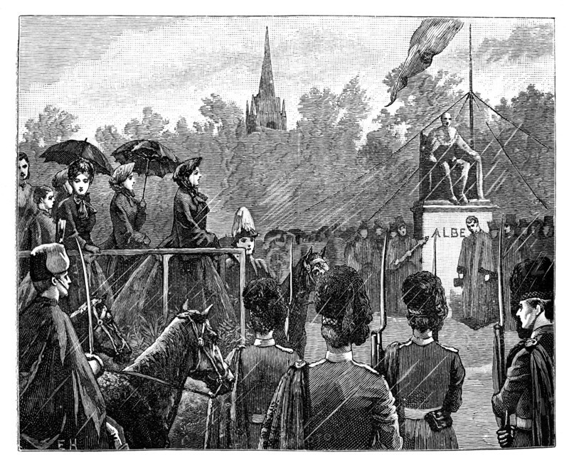 Queen Victoria unveiling the statue of Prince Albert at Aberdeen, 19th century. Artist: Unknown