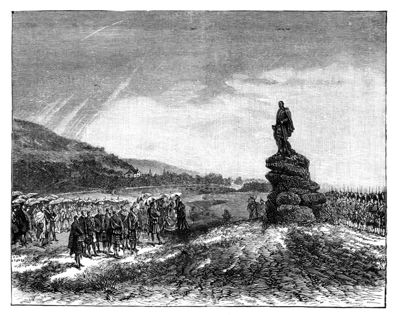 Queen Victoria unveiling a statue of Prince Albert at Balmoral, Scotland, 1860s. Artist: Unknown