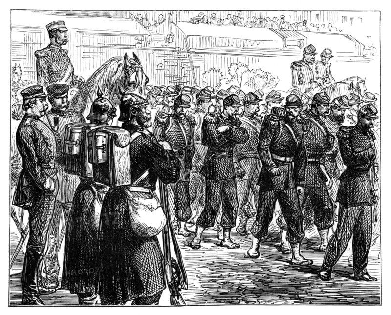The French Troops leaving Metz, c1870. Artist: Unknown