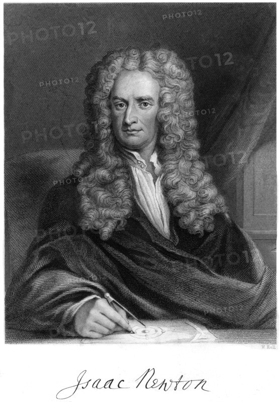 Sir Isaac Newton, English mathematician, astronomer and physicist, (19th century).Artist: W Holl
