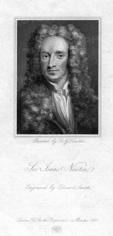 Sir Isaac Newton, English mathematician, astronomer and physicist, (1821).Artist: Edward Smith
