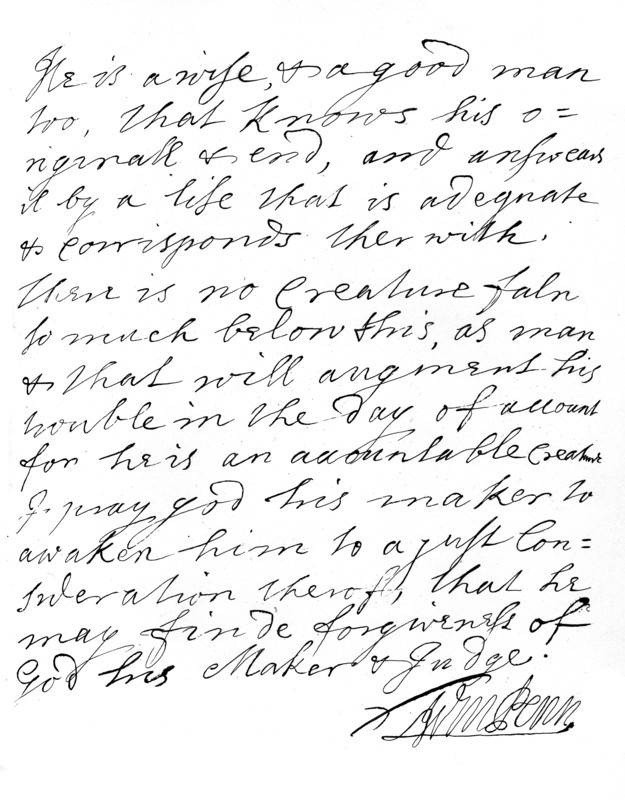 A letter from William Penn of Pennsylania, late 17th-early 18th century, (1840).Artist: William Penn