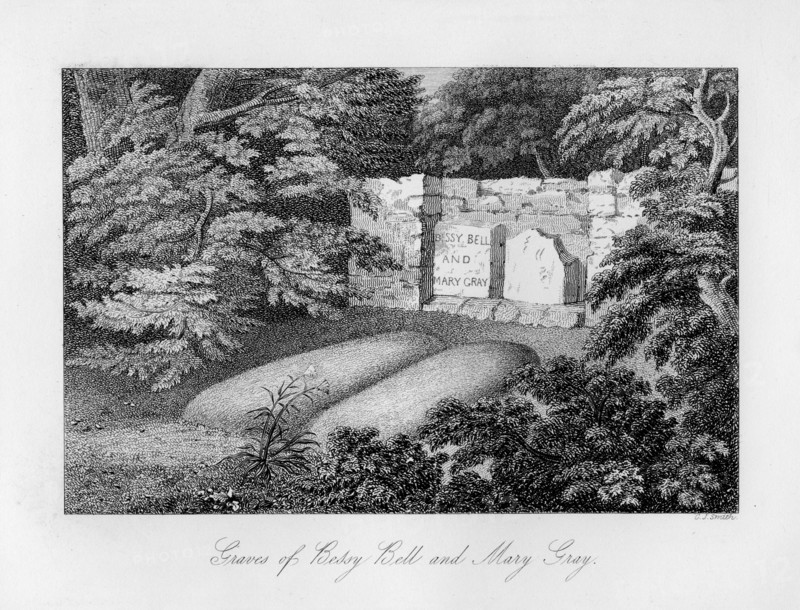 Grave of Bessy Bell and Mary Gray, near Perth, 1840.Artist: C J Smith