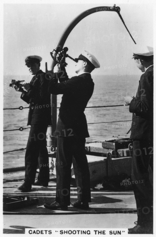 Cadets 'shooting the sun', Royal Navy College, 1937. Artist: Unknown