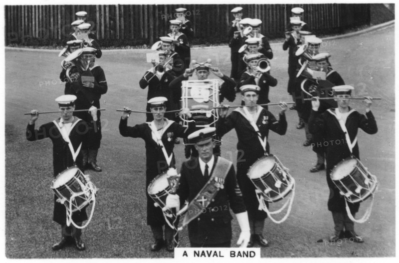 A naval band of HMS 'Vernon' shore establishment at Portsmouth, 1937. Artist: Unknown
