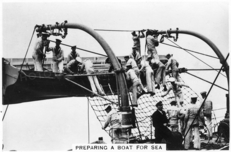 Preparing a boat for sea, 1937. Artist: Unknown
