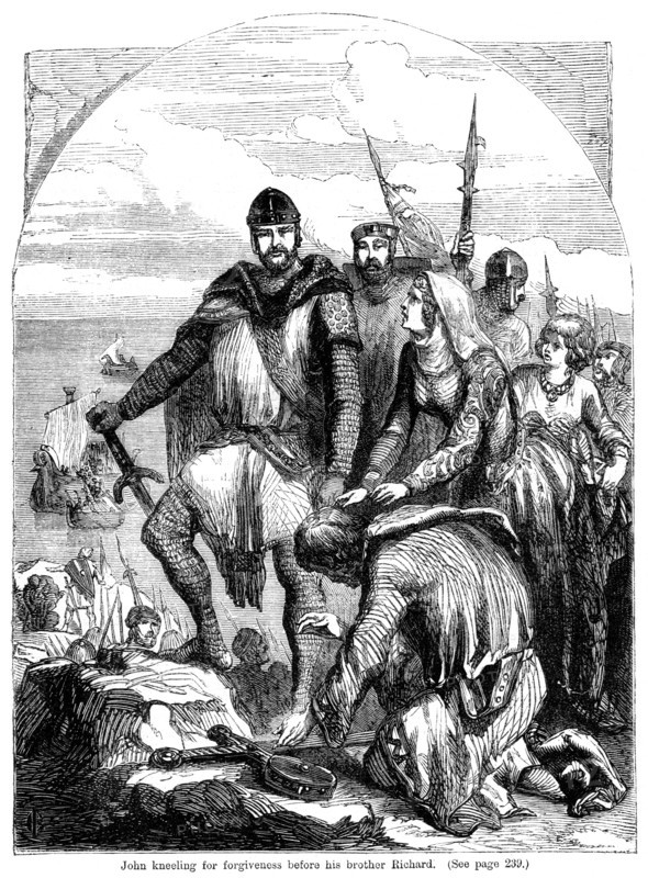 John kneeling for forgiveness before his brother Richard. Artist: Unknown
