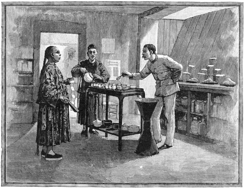 Tasting tea in China, 1888. Artist: Unknown