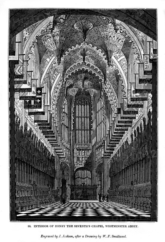 Interior of Henry VII Chapel, Westminster Abbey, 1843. Artist: J Jackson