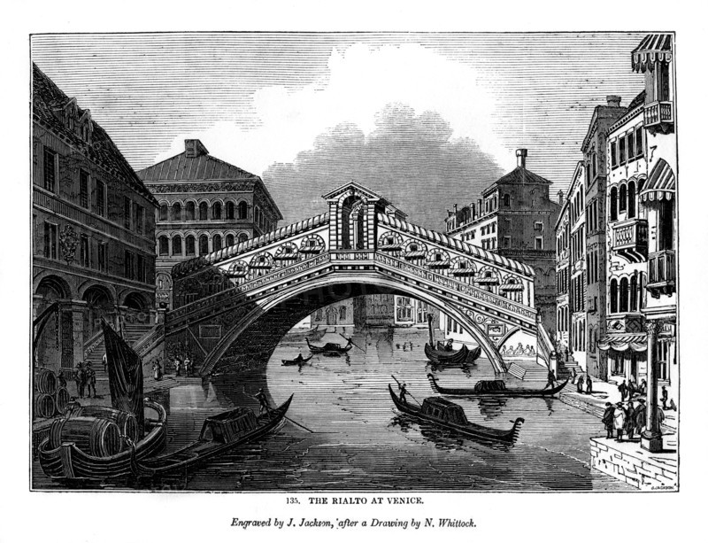 The Rialto at Venice, 1843. Artist: J Jackson