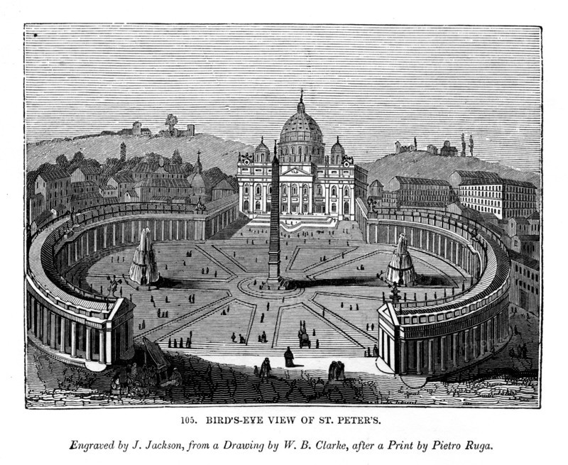 Bird's eye view of St Peter's, 1843. Artist: J Jackson