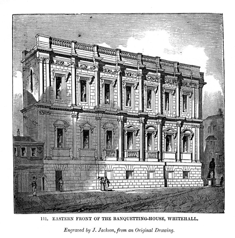 Eastern front of the banquetting house, Whitehall, 1843. Artist: J Jackson