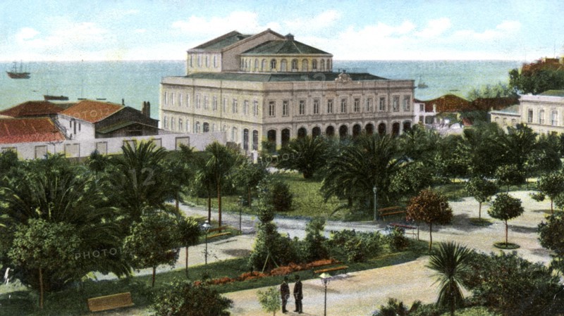 Public garden and theatre, Madeira, 1905. Artist: Unknown