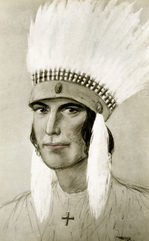 Portrait of an American Indian, 20th century. Artist: Unknown