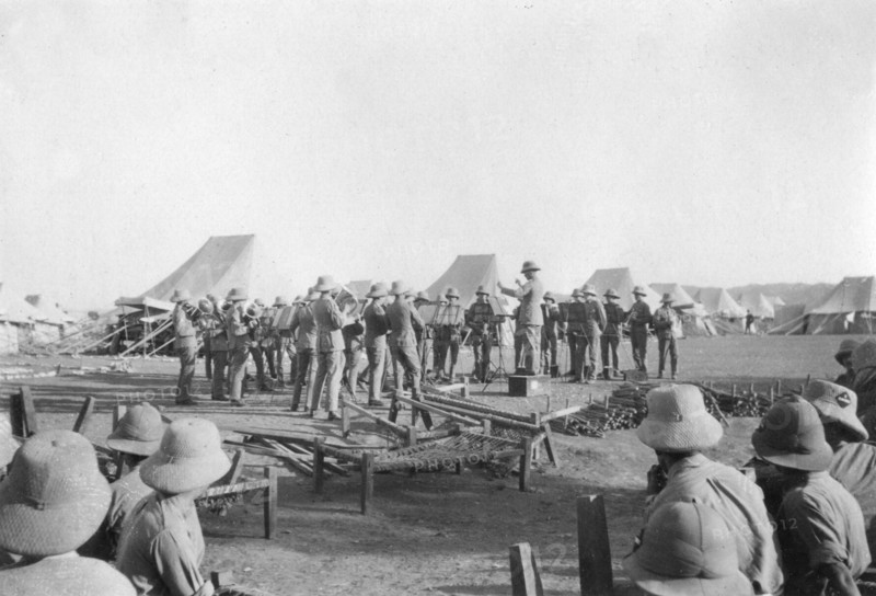 Army band practice, Howshera, 1917. Artist: Unknown