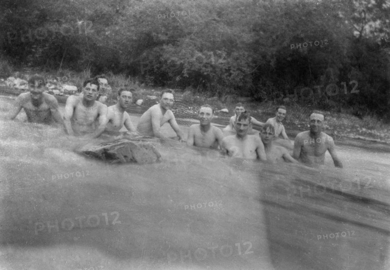 British soldiers washing in a mountain stream, Kalsi, India, 1917. Artist: Unknown
