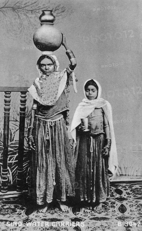 Sindh water carriers, India, 1917. Artist: Unknown