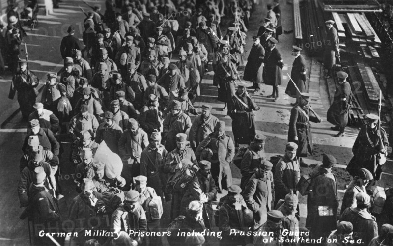 German military prisoners including Prussian guards at Southend on sea, c1914-1915. Artist: Unknown