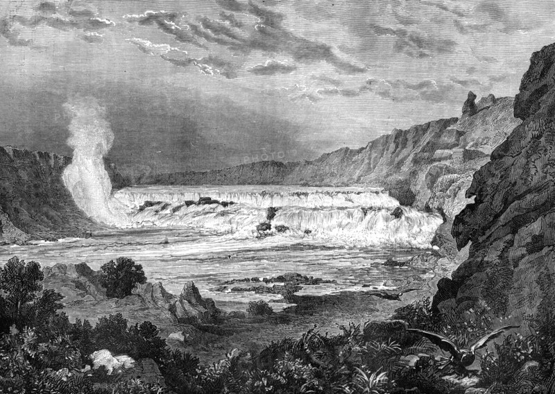 Grand Falls, Missouri River, USA, 19th century.Artist: Jules Laurens