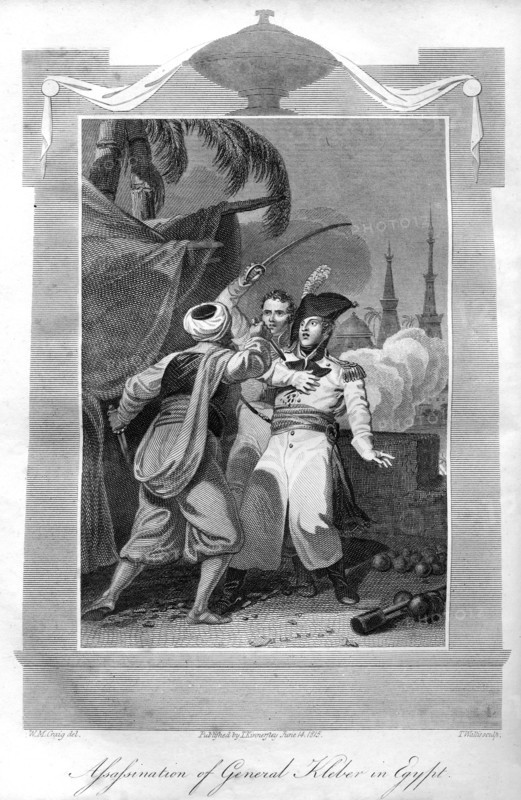 The assassination of General Kléber in Egypt, 1816.Artist: T Wallis