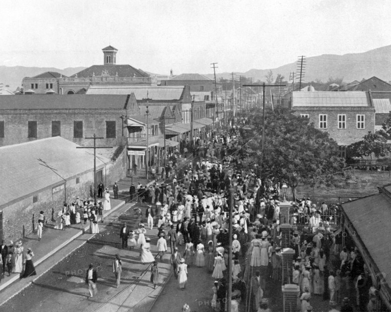King Street looking north, Kingston, Jamaica, c1905.Artist: Adolphe Duperly & Son