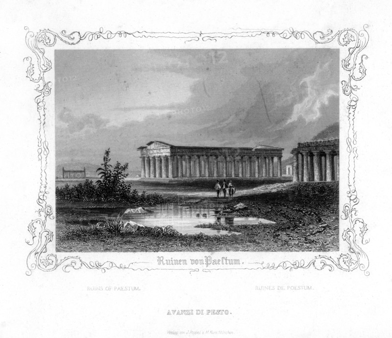 Ruins of Paestum, Italy, 19th century. Artist: J Poppel