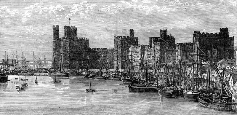 Caernarfon Castle, Gwynedd, Wales, 19th century.Artist: Benoist
