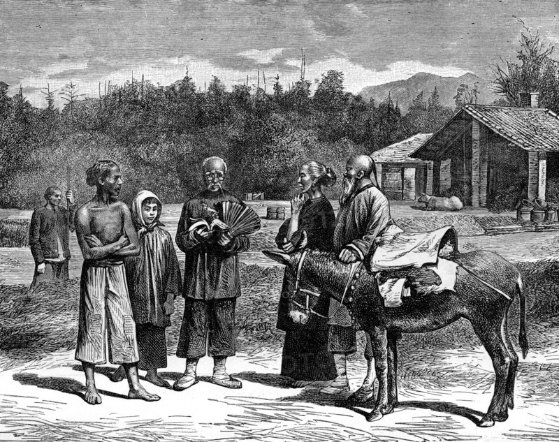 Farm in Canton province, China, late 19th century. Artist: Adrien Marie