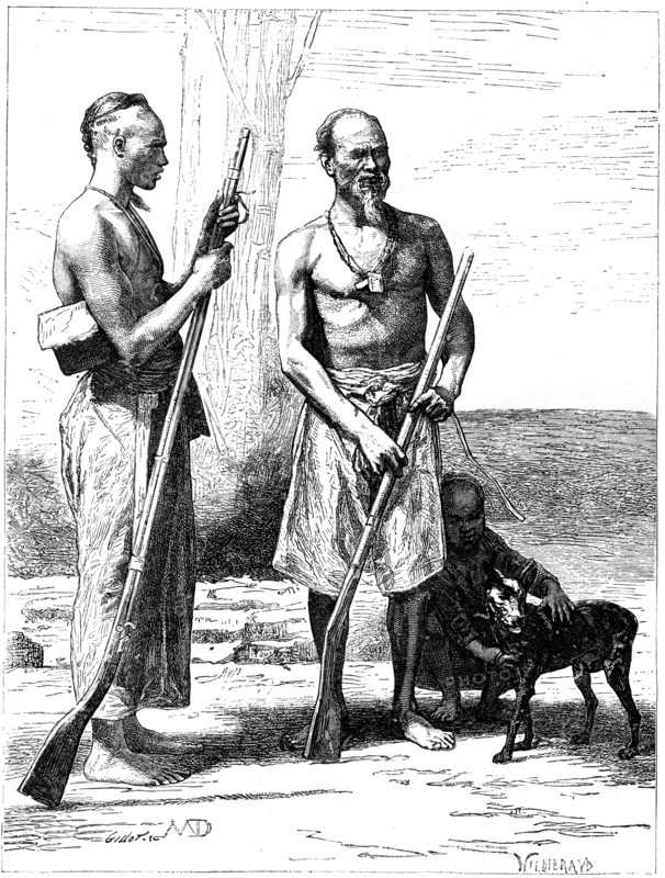 Mountain huntsmen, Formosa (Taiwan), 19th century.Artist: D Maillard