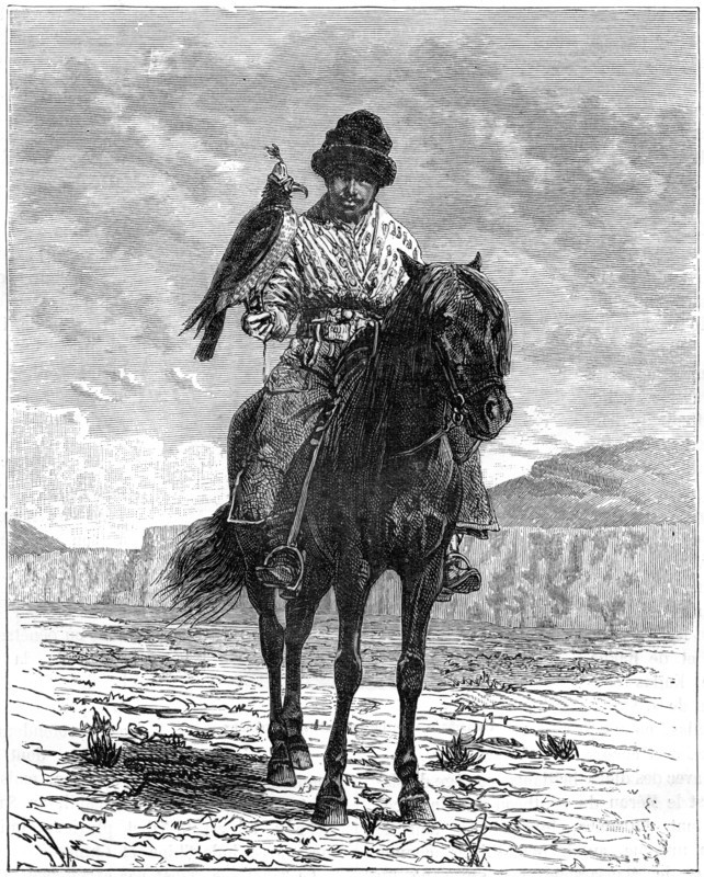 A falconer, Turkestan, 19th century.Artist: Delort
