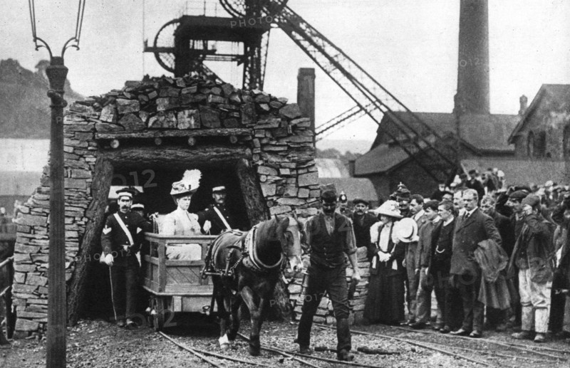 Queen Mary visiting a Welsh colliery, 1935. Artist: Unknown