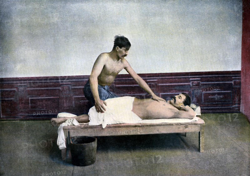 Man having a massage in bath house, c1890. Artist: Unknown