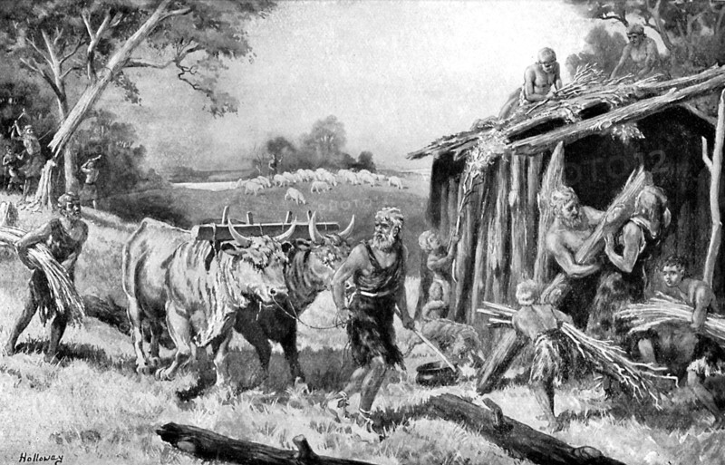 Building a tribal homestead, (c1920). Artist: A Holloway