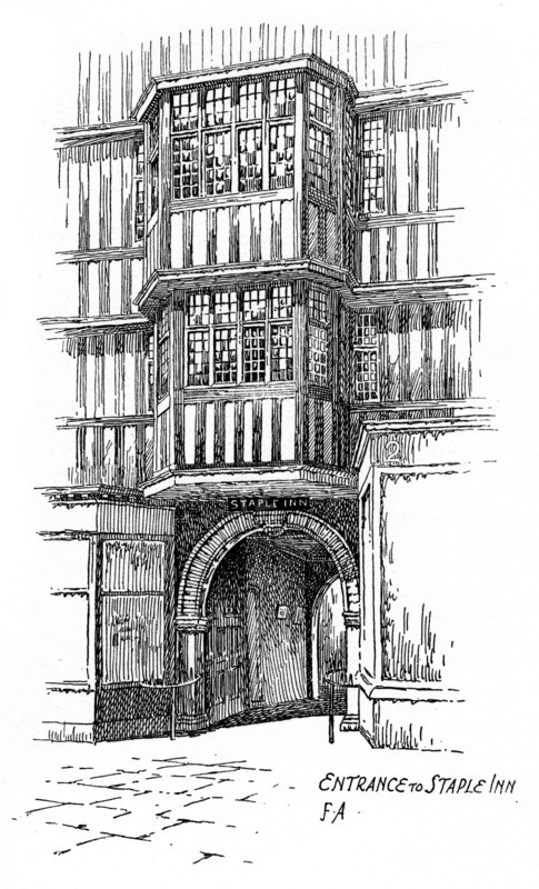 Entrance to Staple Inn, Holborn, London, 1912. Artist: Frederick Adcock