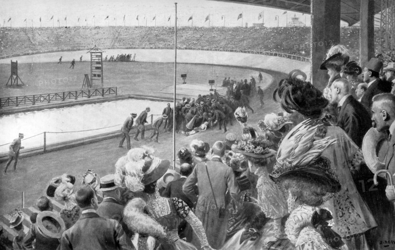 The finish of the marathon, Olympic Games, London, 1908, (c1920). Artist: Unknown