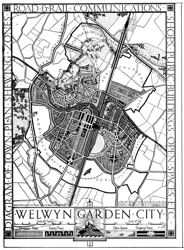 Map of Welwyn Garden City, Hertfordshire, England, 1926. Artist: Unknown