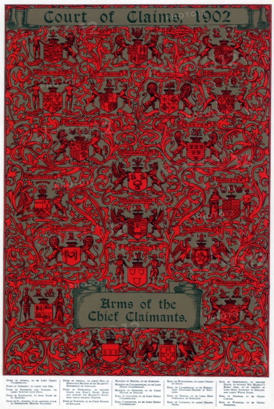 Arms of the chief claimants, 1902. Artist: Unknown