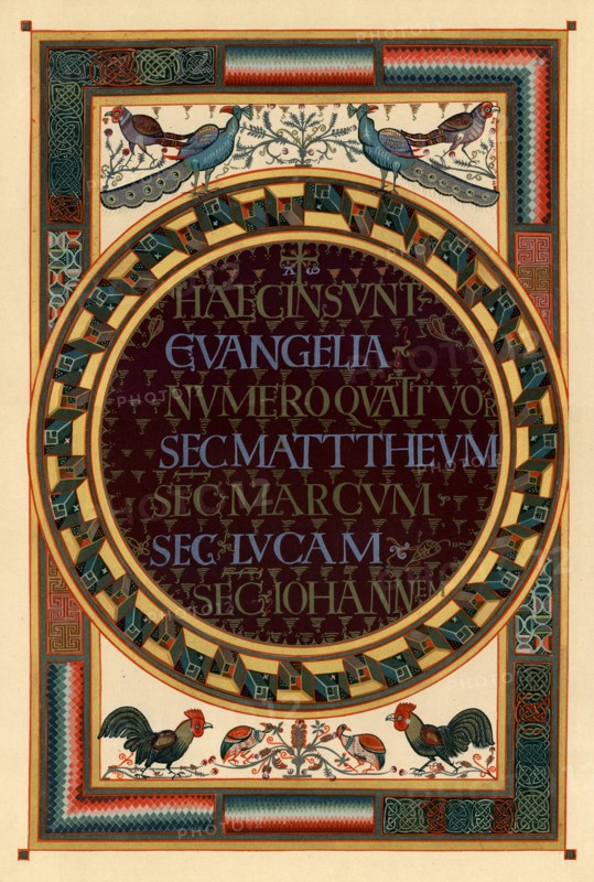 Names of the four Evangelists, c800 AD. Artist: Unknown