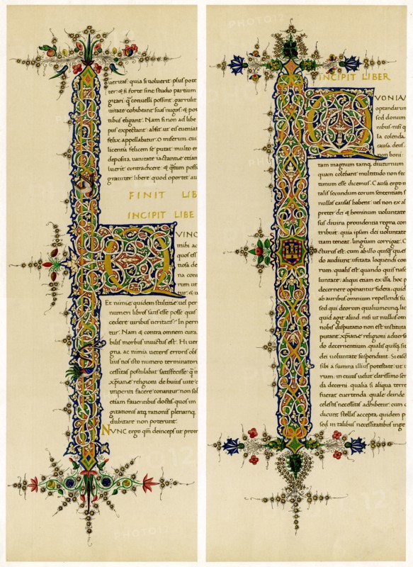 Illuminated initial letters, late 15th century. Artist: Unknown