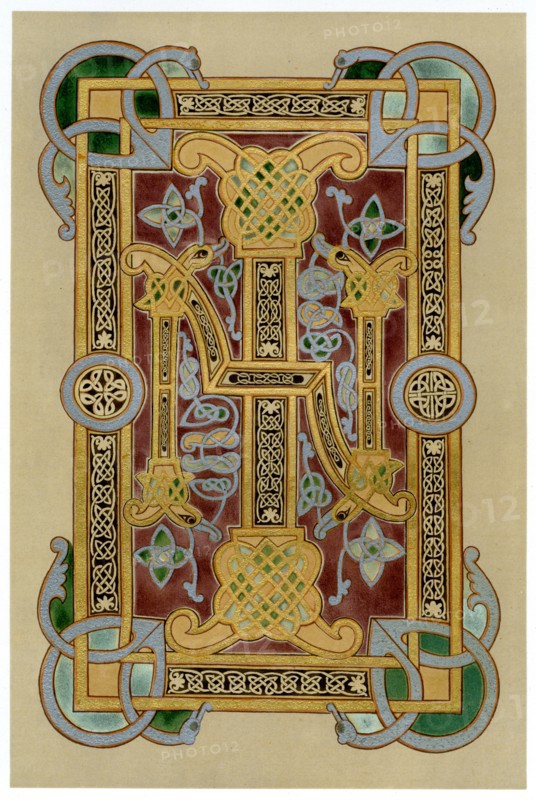 Illuminated initials 'I' and 'N', 9th century. Artist: Unknown