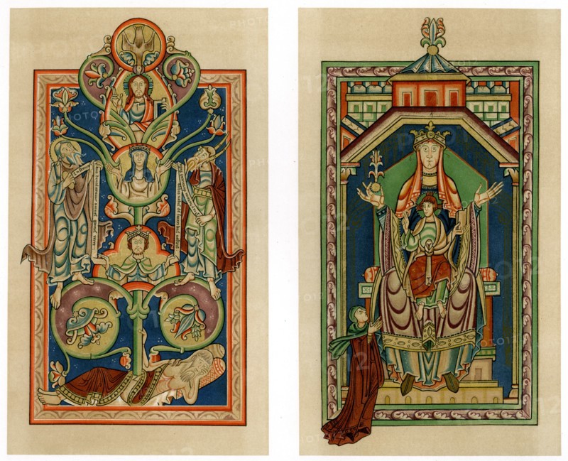 Tree of Jesse and Virgin and Child enthroned, c1130-1140. Artist: Unknown