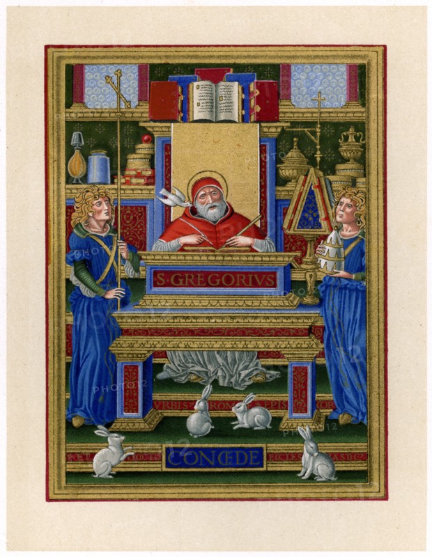 St Gregory the Great receiving inspiration from the Holy Spirit, c1490. Creators: Unknown, Giovan Pietro Birago.