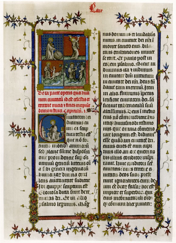 Text page with biblical scenes, late 14th century. Artist: Unknown