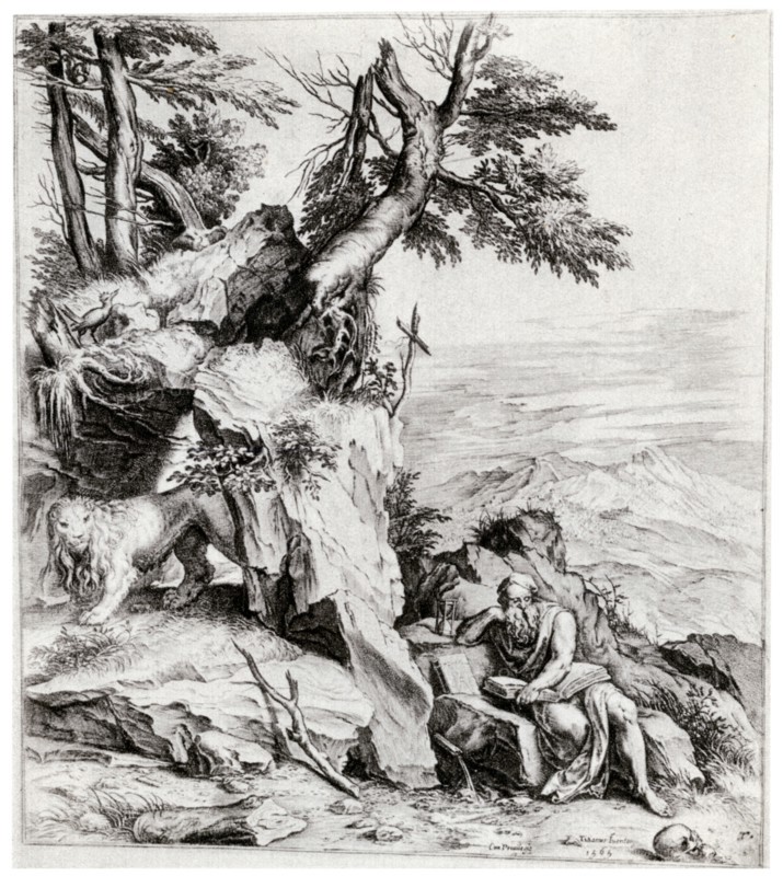 'Landscape with St Jerome', 16th century, (1937). Artist: Cornelis Cort